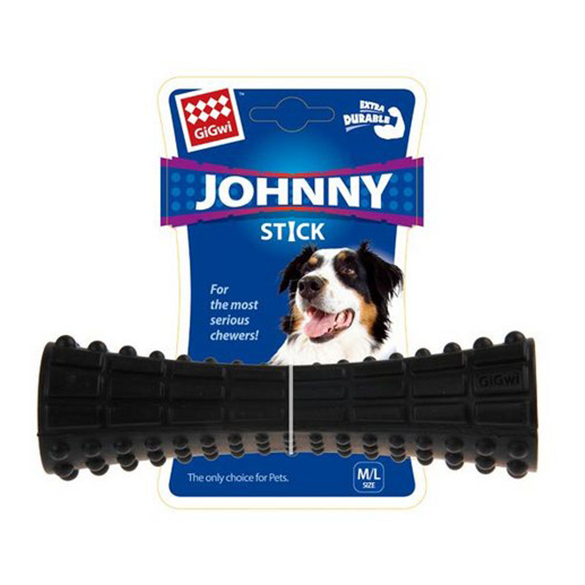 Gigwi Johnny Stick Extra Durable Rubber Dog Toy (Black)