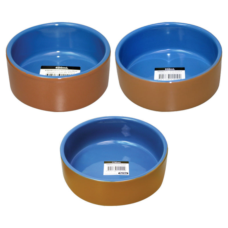 Pet One Terracotta Blue Glazed Bowl