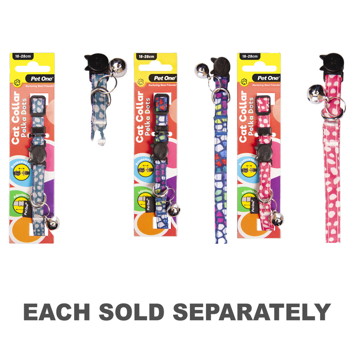 Pet One Polka Dots Cat Nylon Collar 18-28cm 10mm