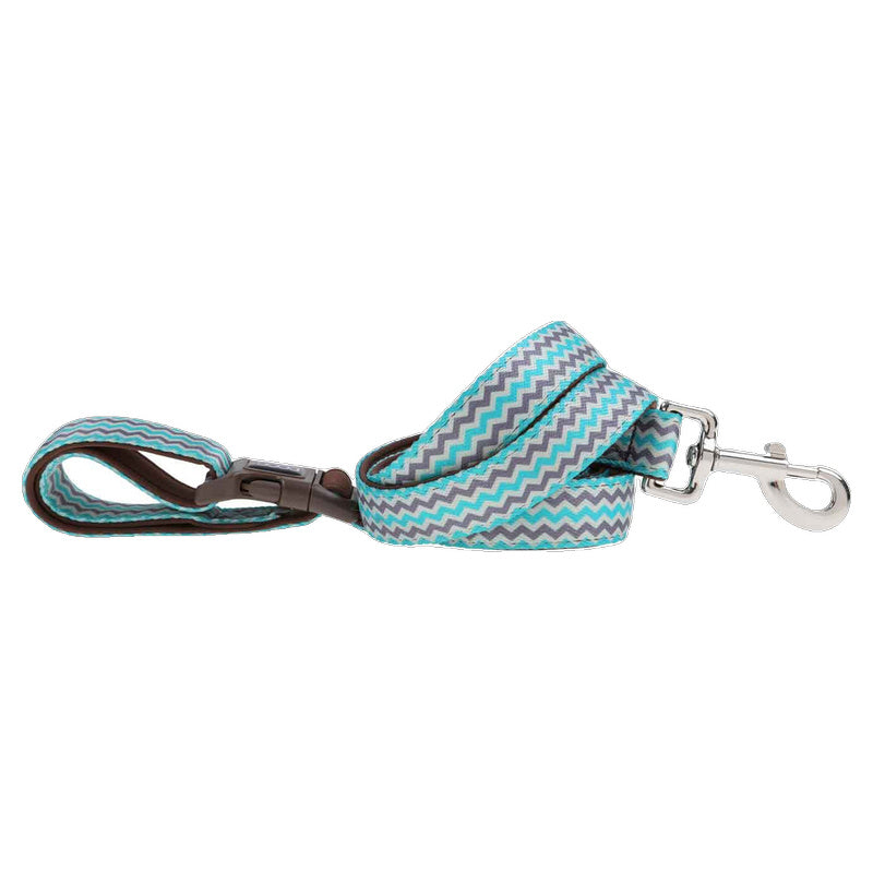 Doog Benji Lead with Brown & Blue Zigzag