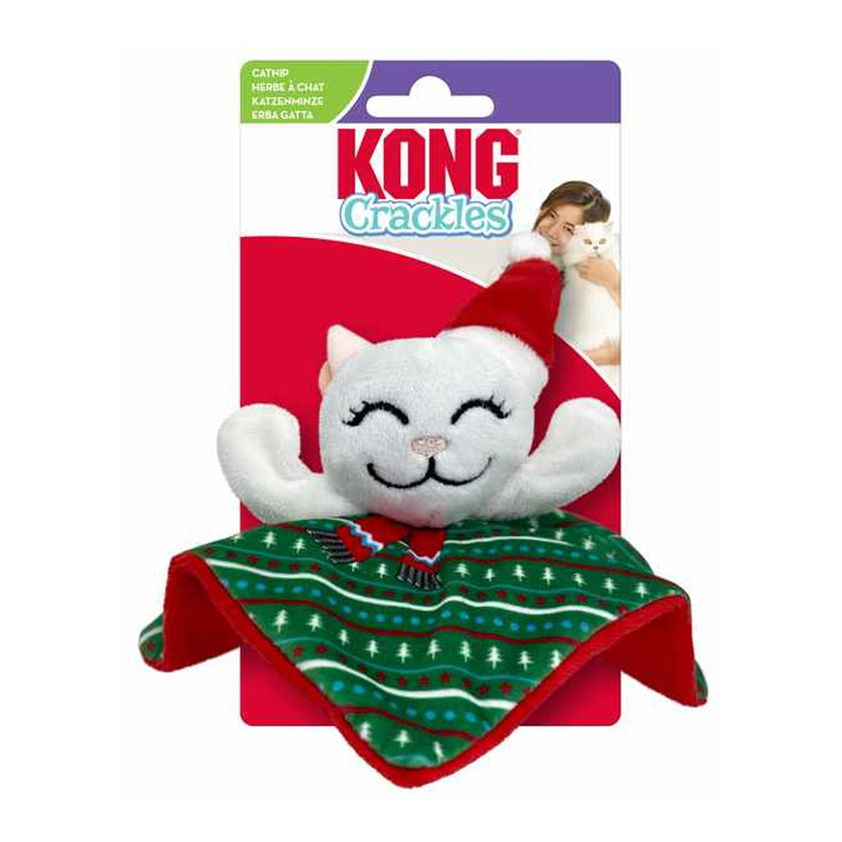 Kong Holiday Cat Crackles Santa Kitty Toy