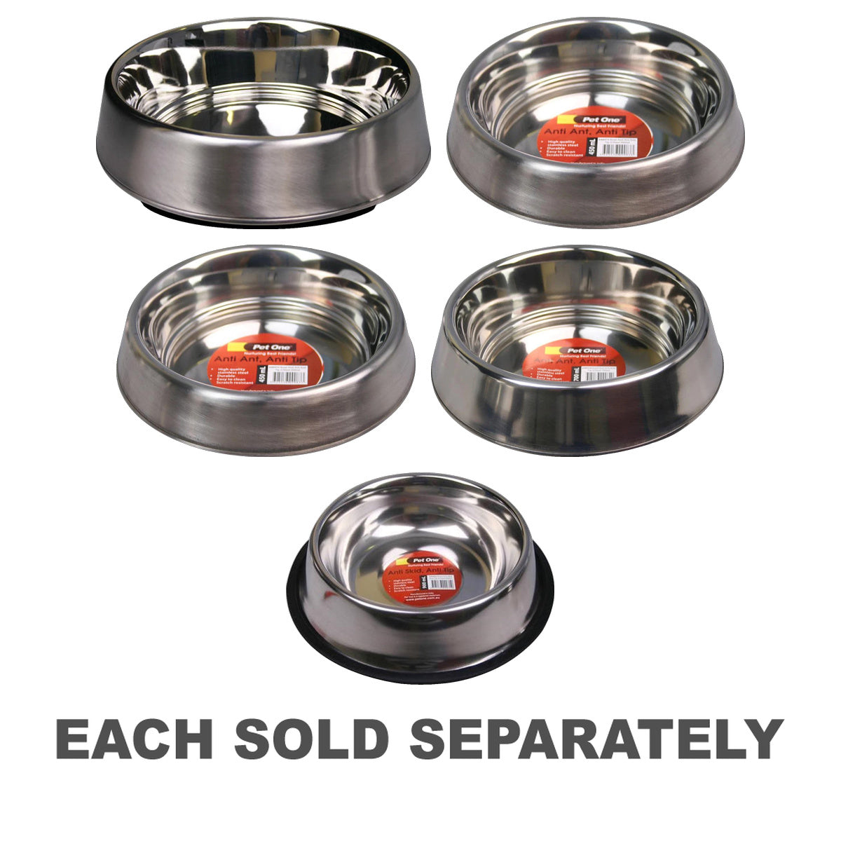 Pet One Anti Ant Anti Tip Stainless Steel Bowl