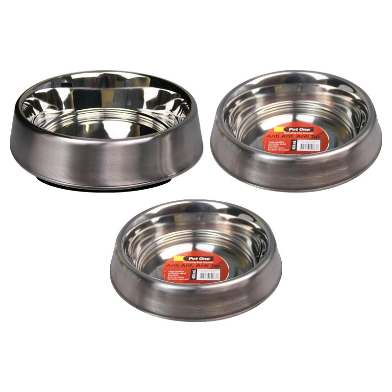 Pet One Anti Ant Anti Tip Stainless Steel Bowl