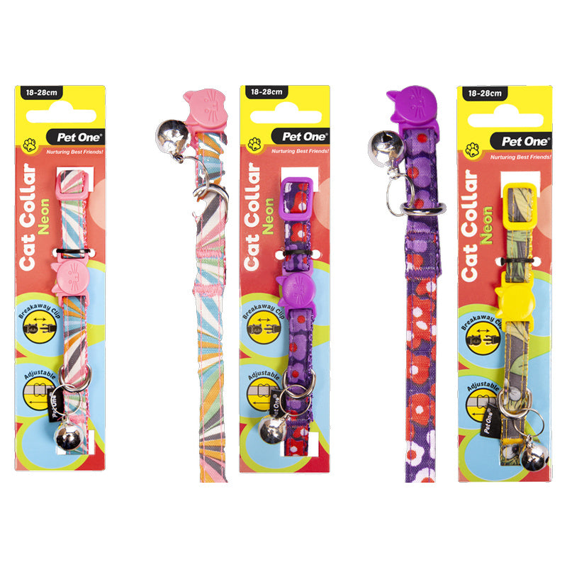 Pet One Neon Cat Nylon Collar 18-28cm 10mm