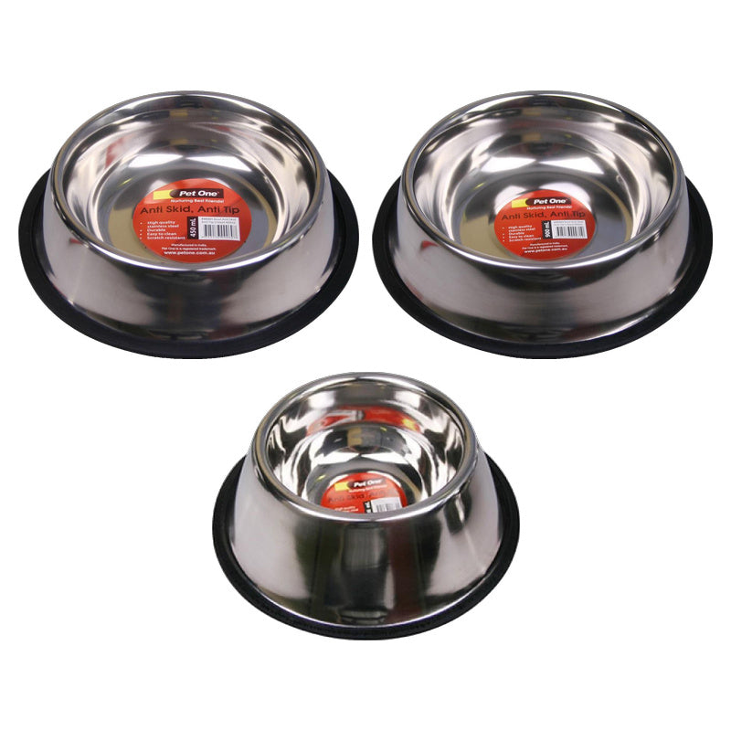 Pet One Anti Skid Anti Tip Stainless Steel Bowl