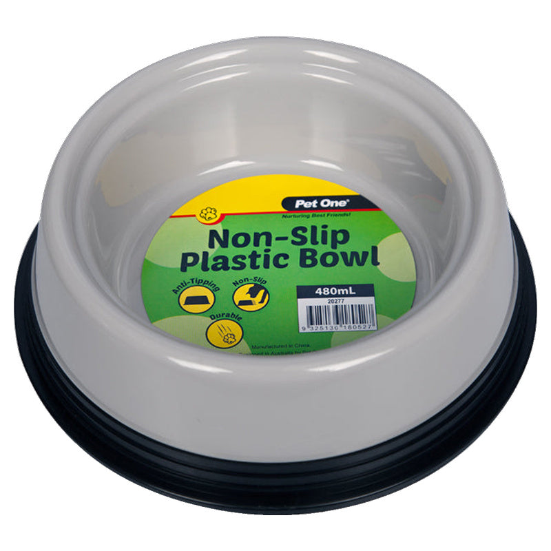 Pet One Non-Slip Plastic Bowl (Grey)