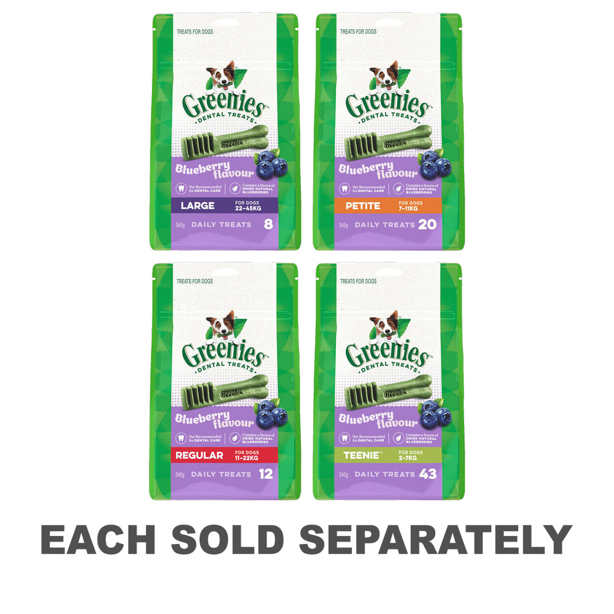 Greenies Dog Blueberry Treat Pack 340g