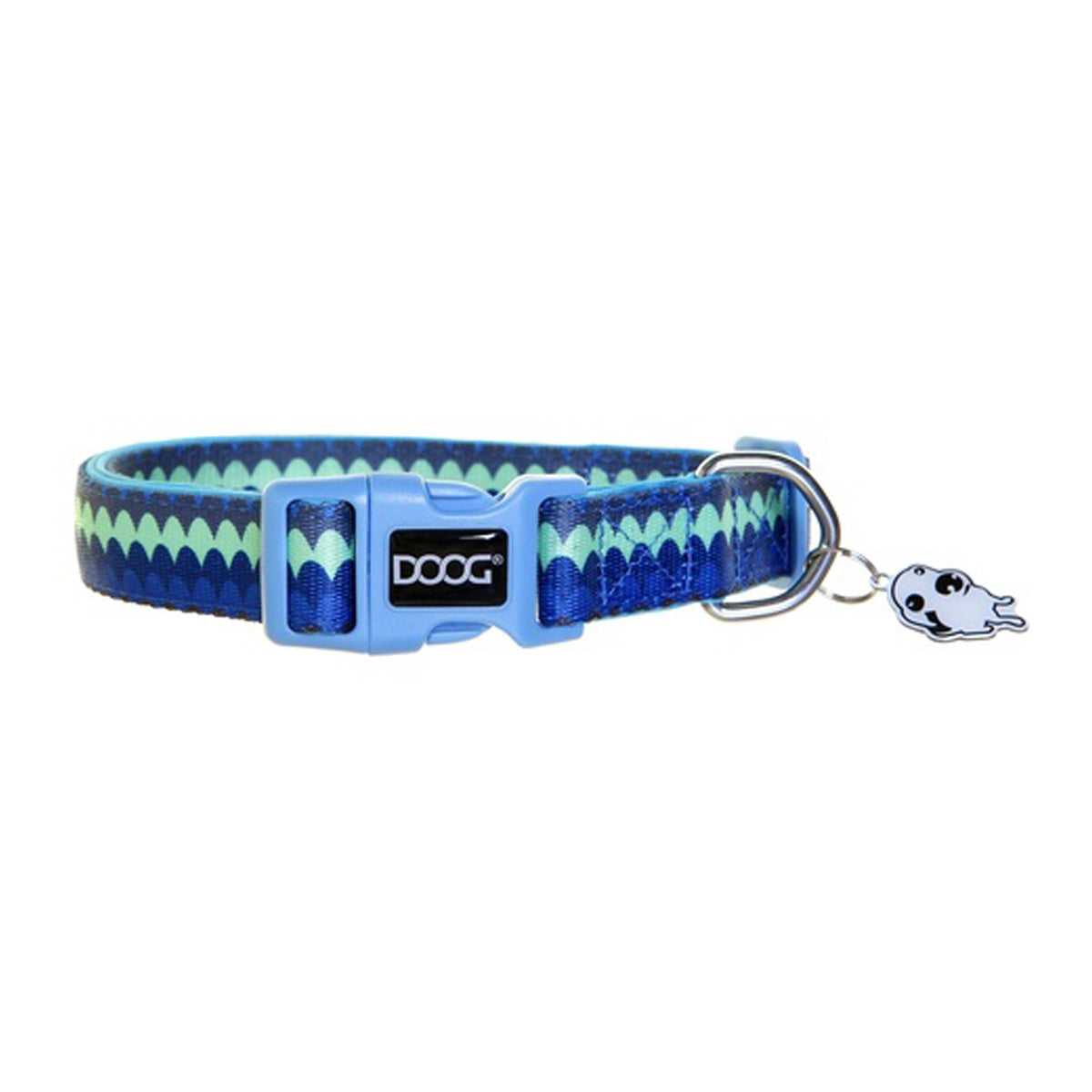 Doog Pluto Dog Collar (Blue & Green Chevron)