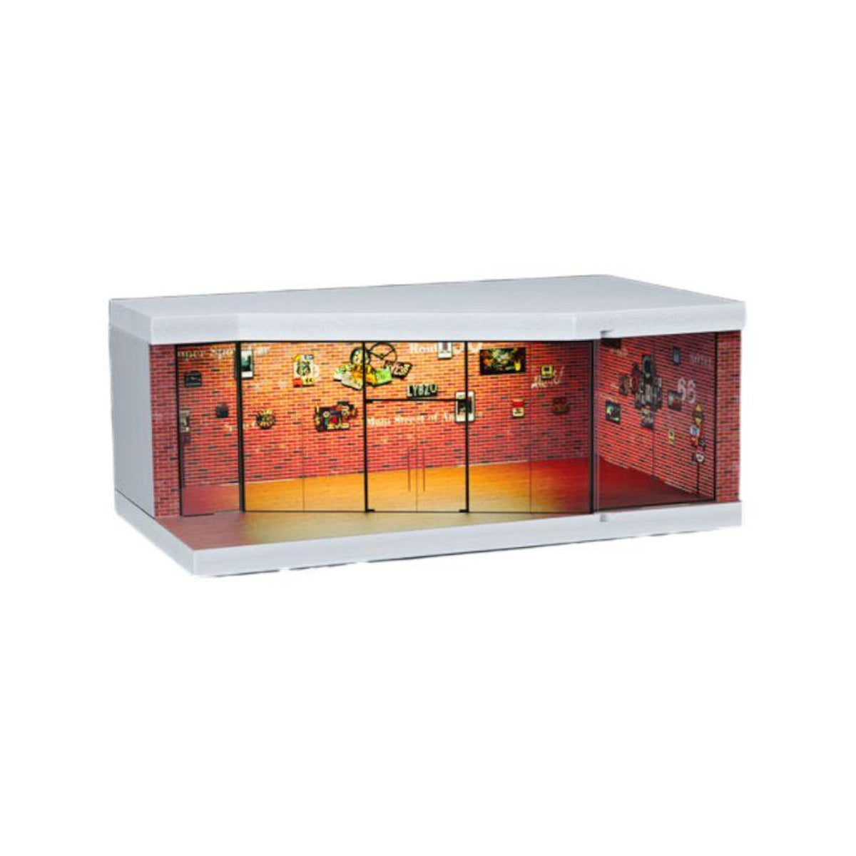 1:64 Diorama Red Brick Exhibition Hall Miniature Scene