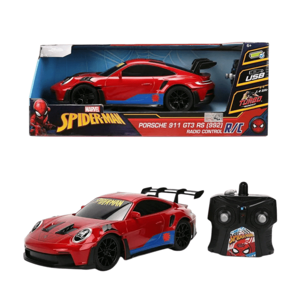 SpiderMan 1:16 Spider-Themed Porsche 911 (992) GT3 RC Car