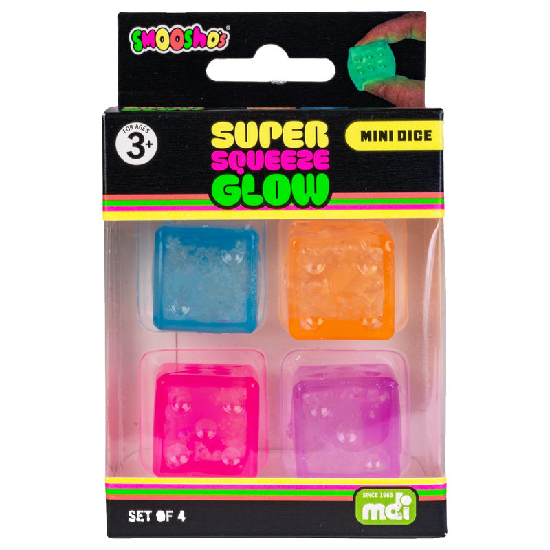 Smoosho's Super Mini Glow in Dark Squeeze Toy (Pack of 4)