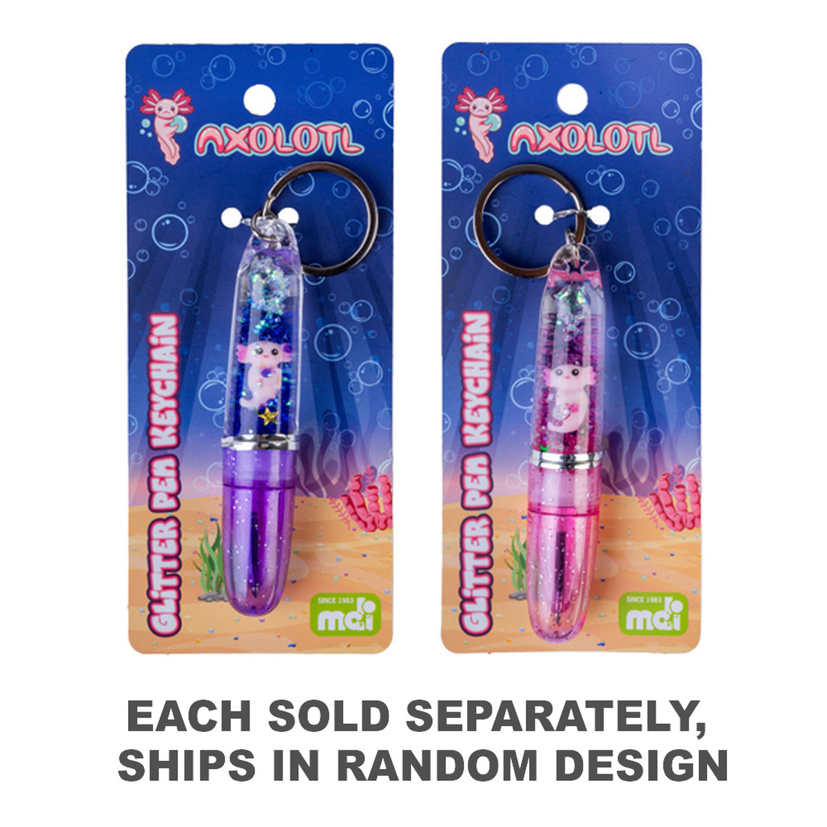 Axolotl Glitter Pen Keychain (1pc Random)