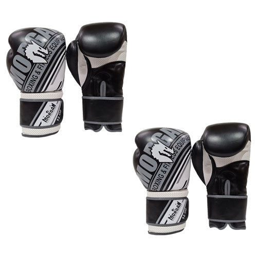 Morgan Aventus Leather Boxing Gloves (Black/White)