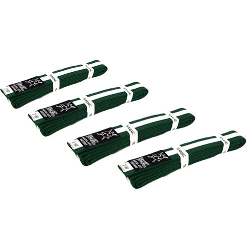 Yamasaki Coloured Martial Arts Belts with White Stripe (Green)