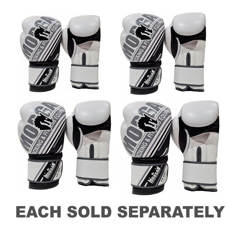 Morgan Aventus Leather Boxing Gloves (White/Black)