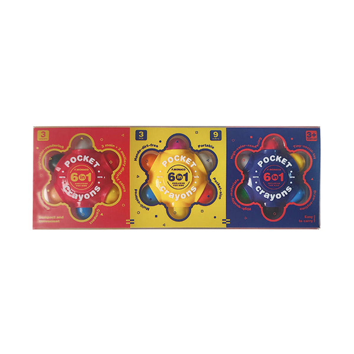 Flower Monaco Pocket Crayons (Pack of 3)