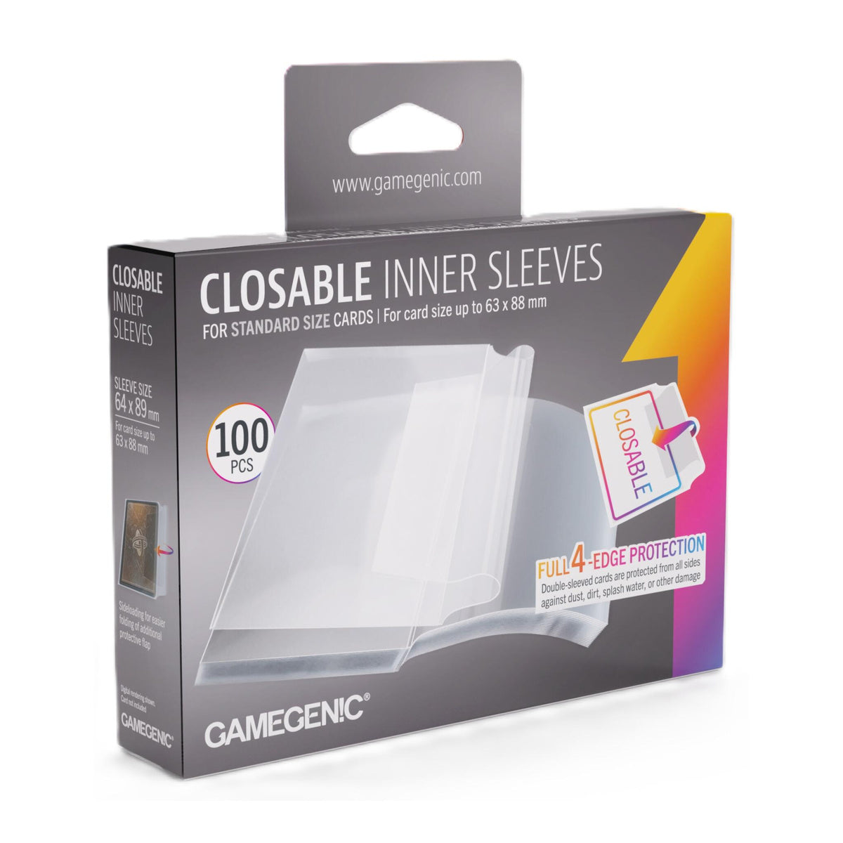 Closable Inner Card Sleeves 64x89mm (100 Sleeves Per Pack)