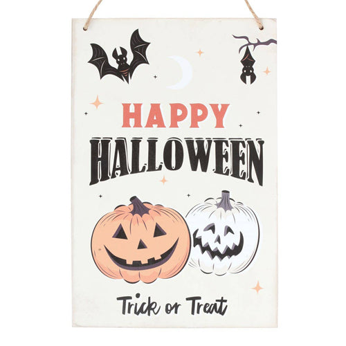 Spooky Pumpkin Happy Halloween MDF Hanging Sign
