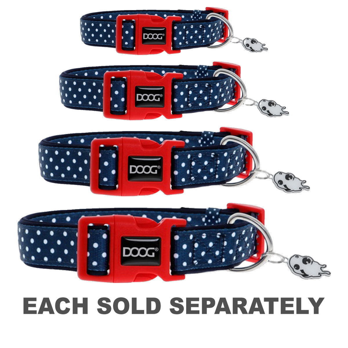 Doog Stella Dog Collar (Navy with White Spots)