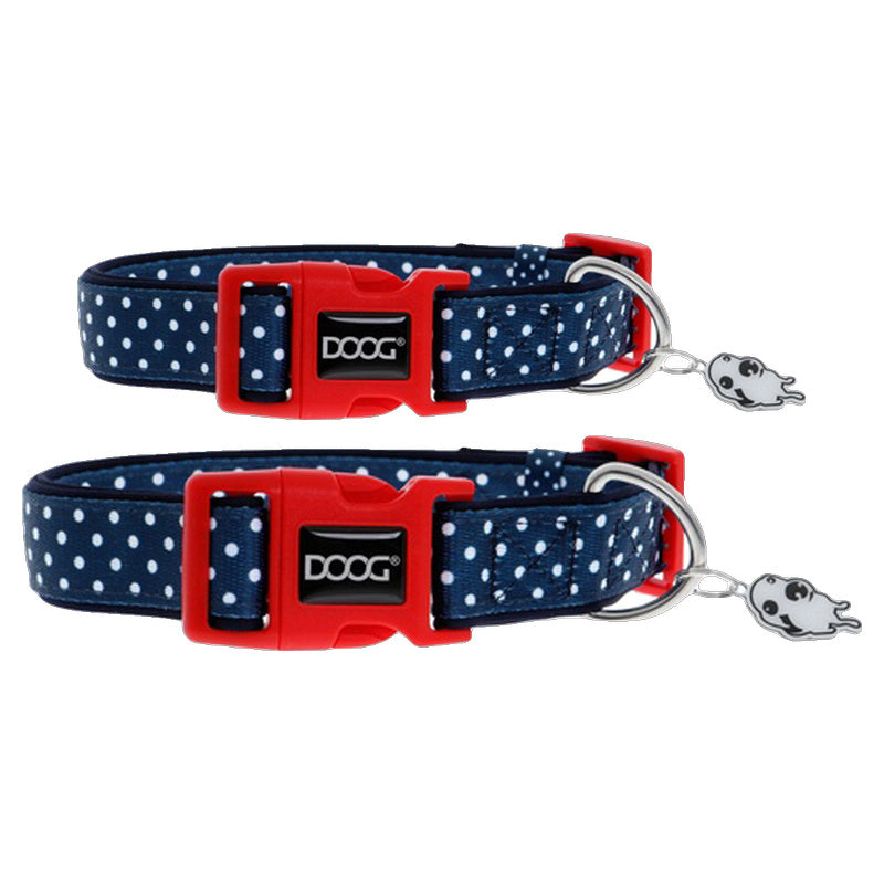 Doog Stella Dog Collar (Navy with White Spots)