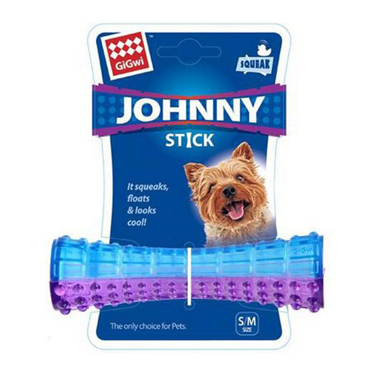 Gigwi Johnny Stick Small Squeaker Dog Toy (Purple/Blue)