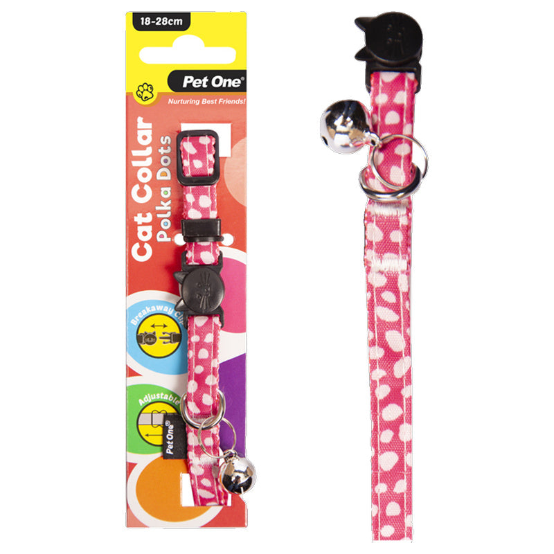Pet One Polka Dots Cat Nylon Collar 18-28cm 10mm