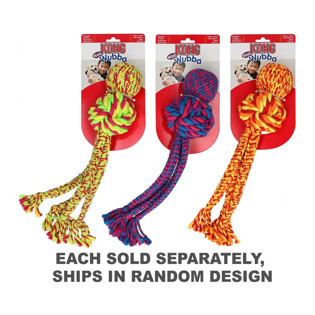 Kong Wubba Weaves Toy with Rope (1pc Random)