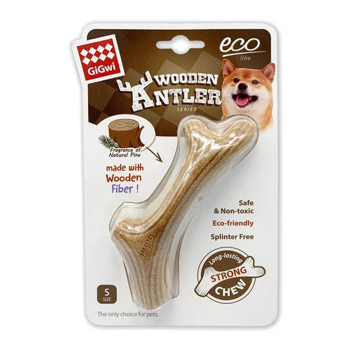 Gigwi Dog Chew Wooden Antler Dog Toy