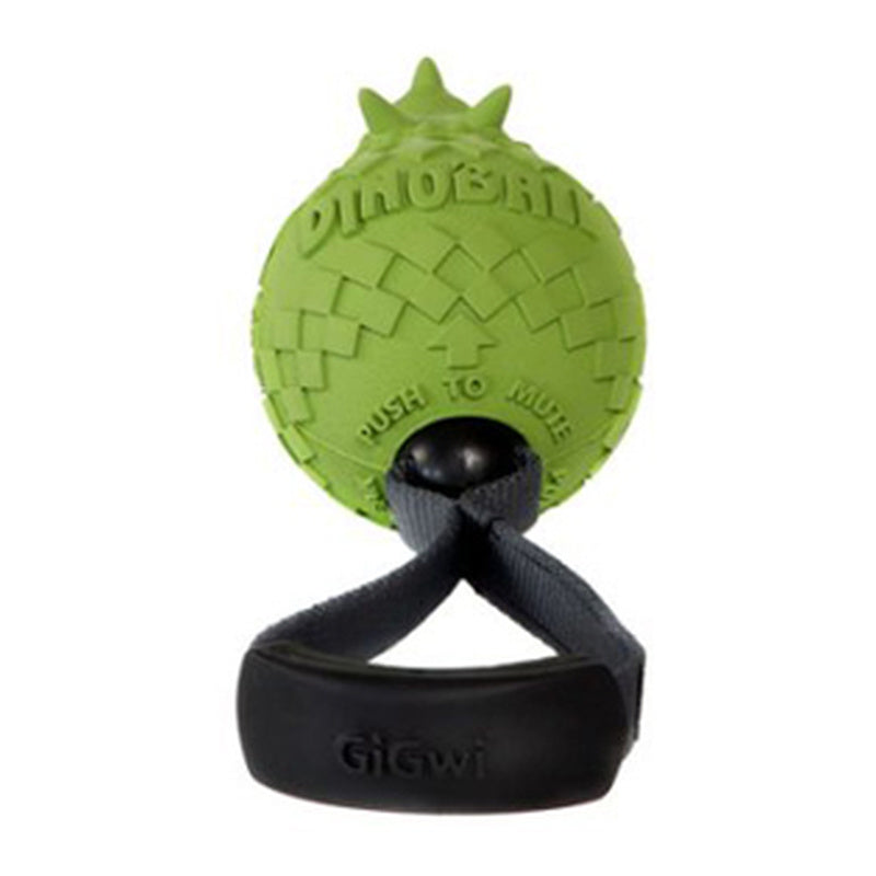 Gigwi Dinoball Triceratops Push to Mute Dog Toy  (Green)
