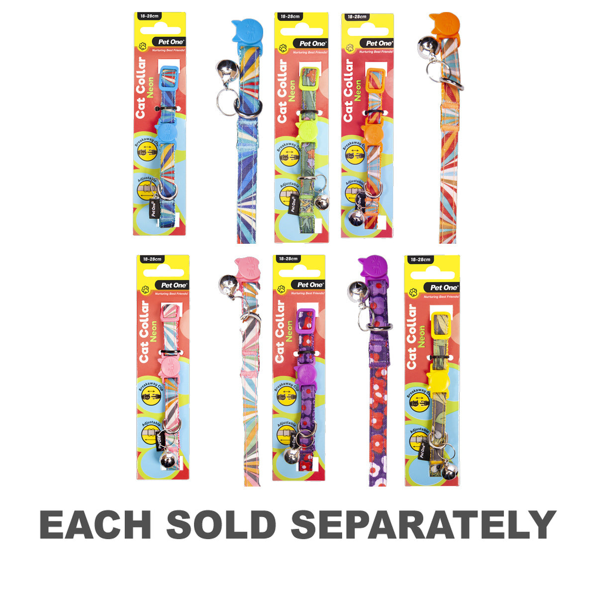 Pet One Neon Cat Nylon Collar 18-28cm 10mm
