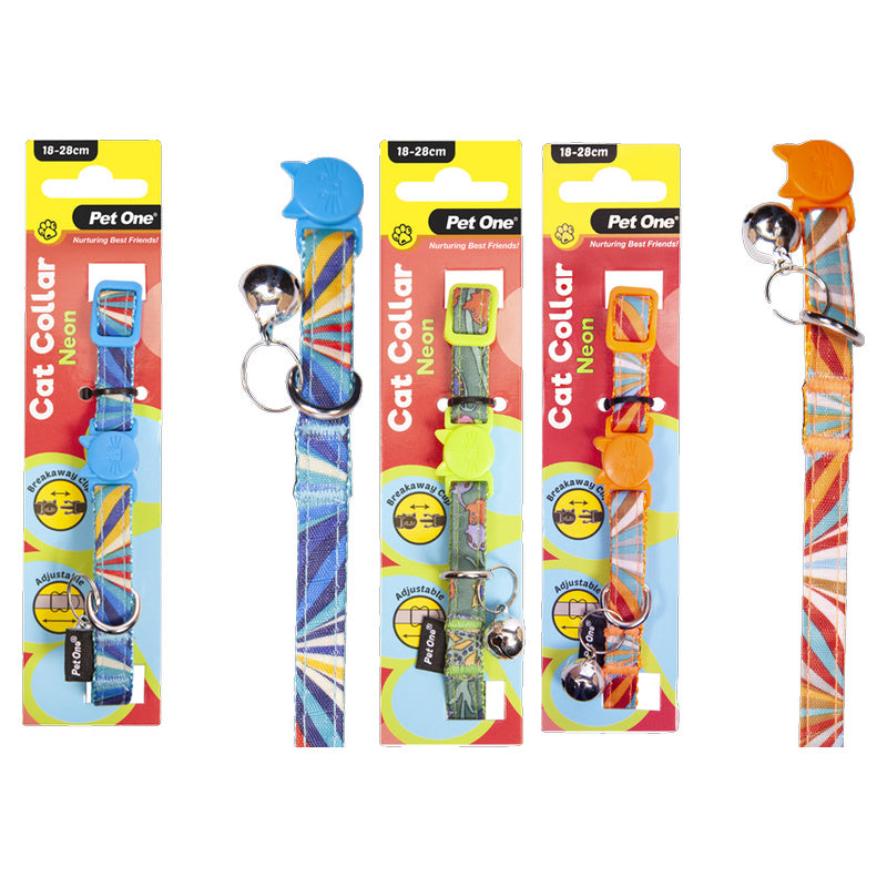 Pet One Neon Cat Nylon Collar 18-28cm 10mm