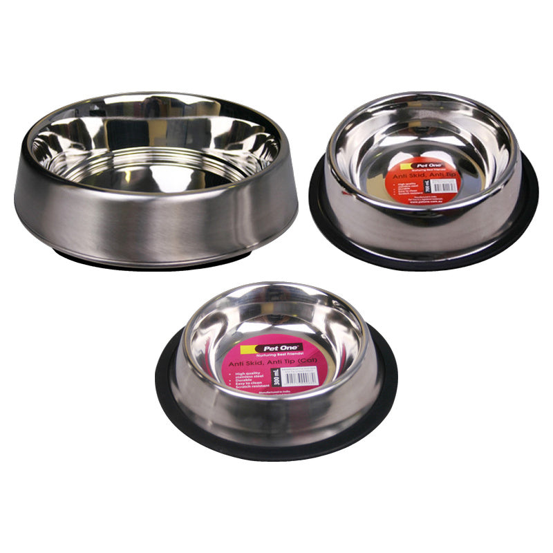 Pet One Anti Skid Anti Tip Stainless Steel Bowl
