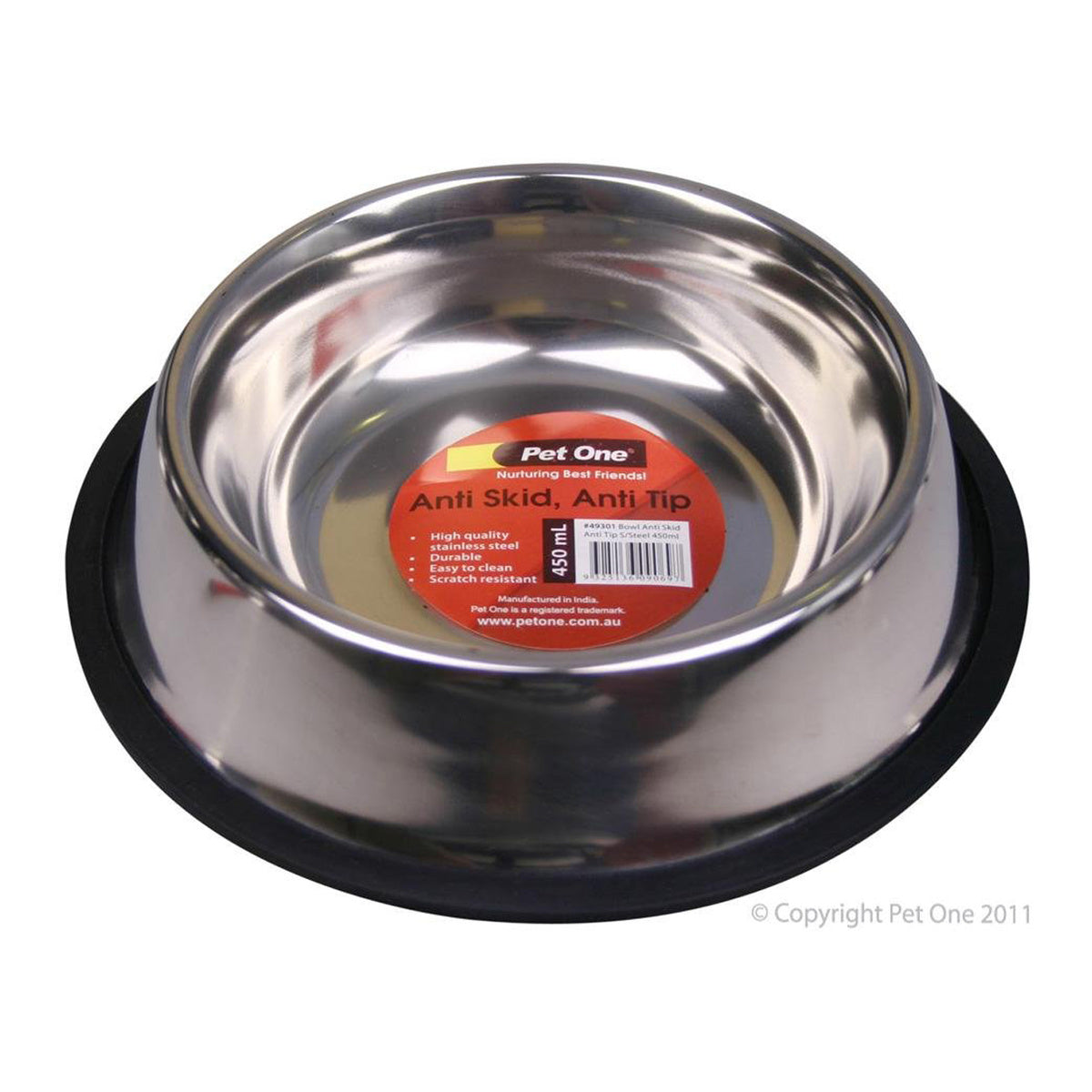 Pet One Anti Skid Anti Tip Stainless Steel Bowl