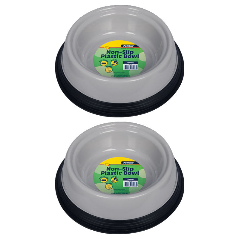 Pet One Non-Slip Plastic Bowl (Grey)