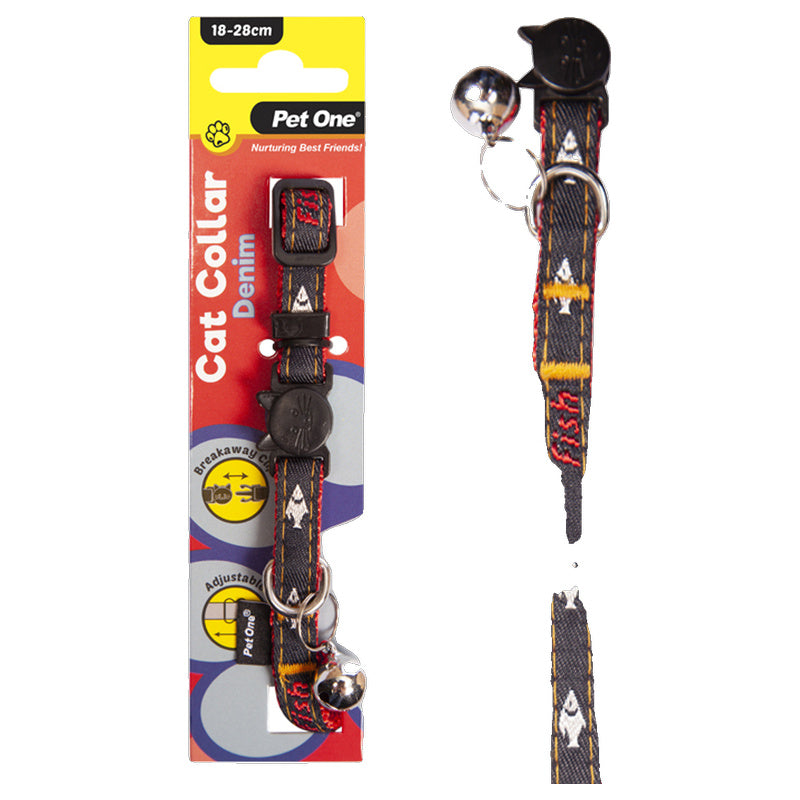 Pet One Denim Cat Nylon Collar 18-28cm 10mm