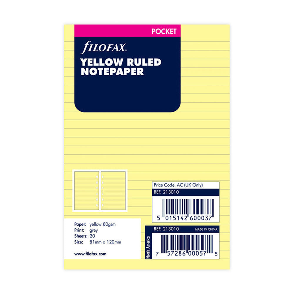 Filofax Ruled Notepaper Refill 20pk