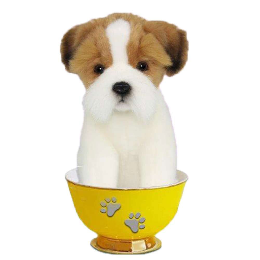 Realistic Dog Tea Cup Plush Toy 15cm