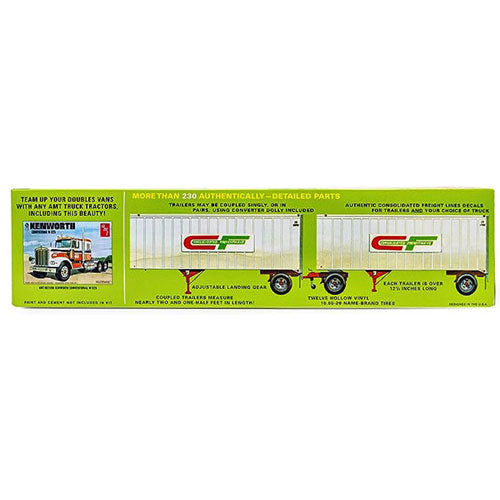 Double Header Tandem Truck Trailers Plastic Kit 1:25 Scale