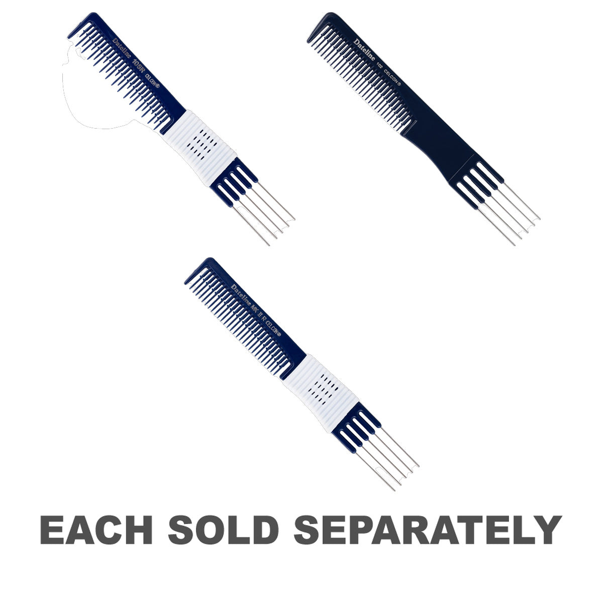 Dateline Professional Blue Celcon Metal Teasing Comb