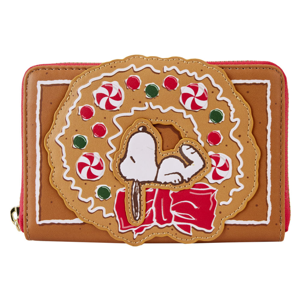 Peanuts Snoopy Gingerbread Wreath Scented Zip Around Wallet