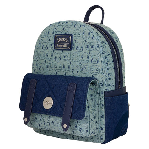 Pokemon Faux Denim All-Over Print Mini Backpack