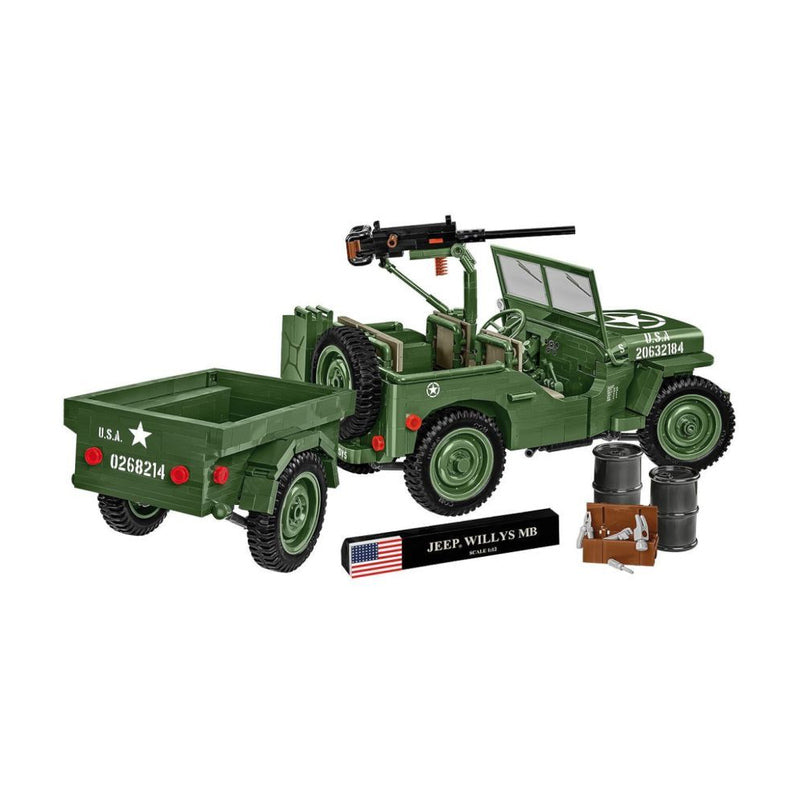 World War 2 Willys MB + Trailer Exclusive (1580 Pcs)