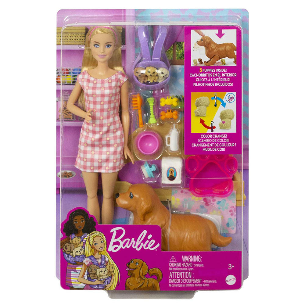 Barbie Doll Newborn Pups Playset