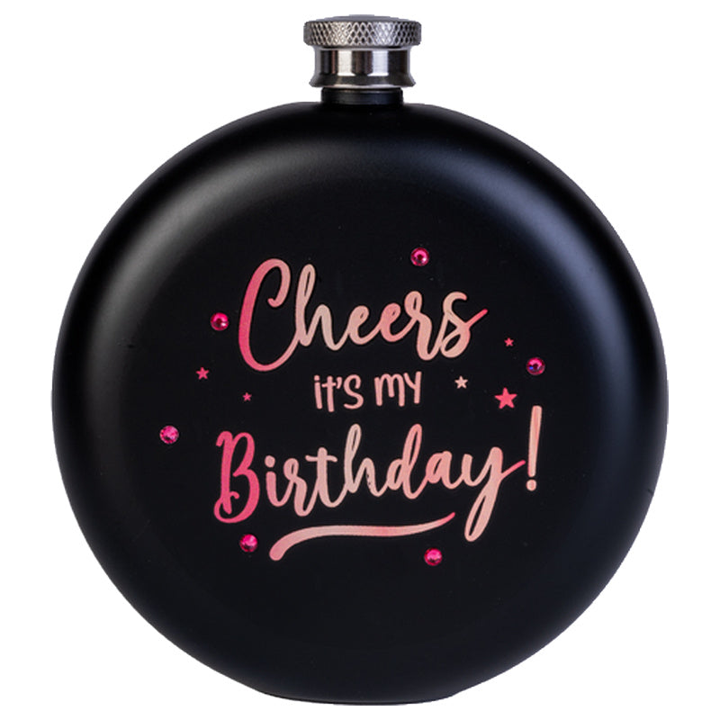 Rose Gold Birthday Round Flask