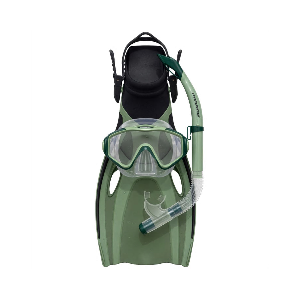 Oasis Adult Silitex Mask, Snorkel & Fin Set (Olive Green)