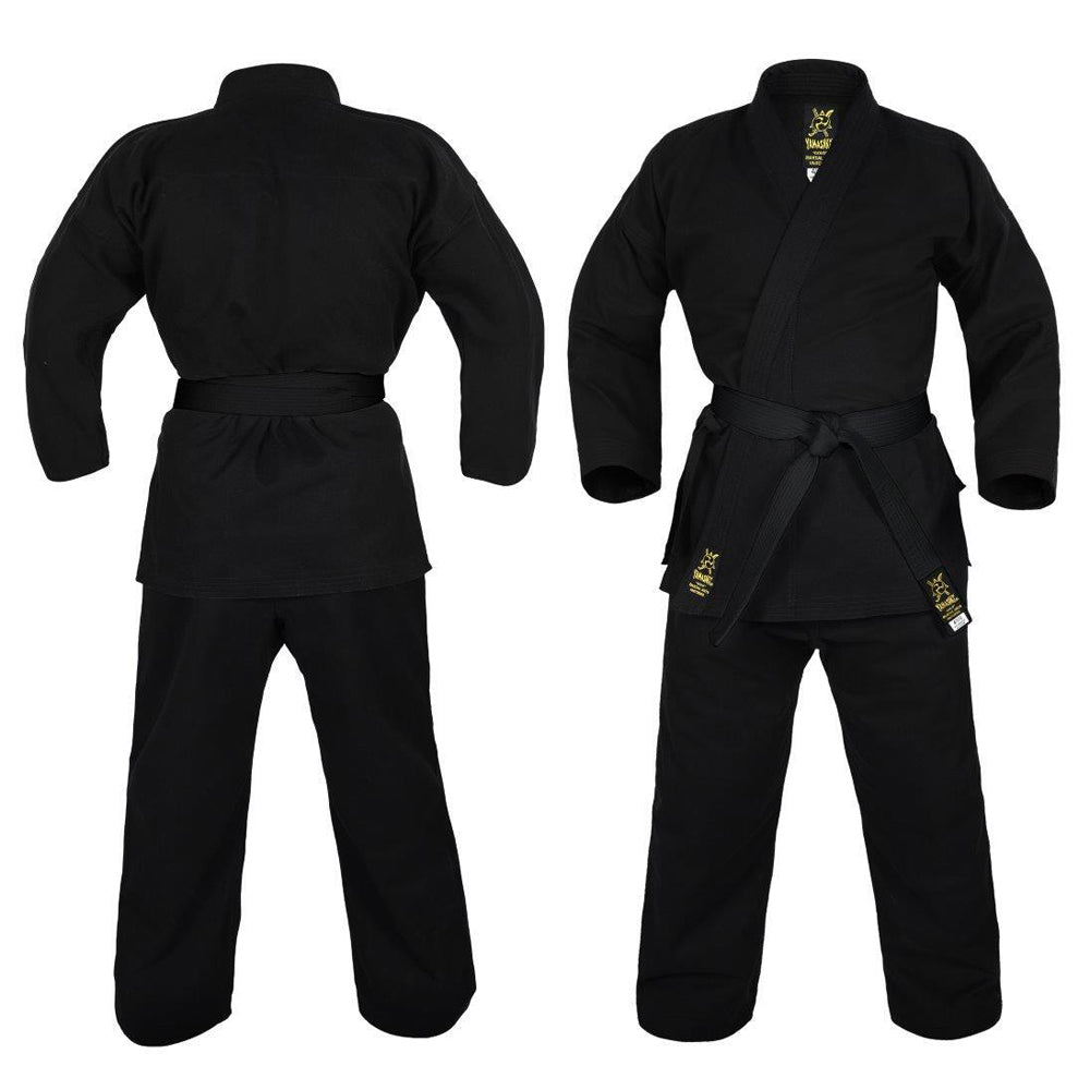 Yamasaki Gold Deluxe Brushed Canvas Karate Uniform 14oz (Black)