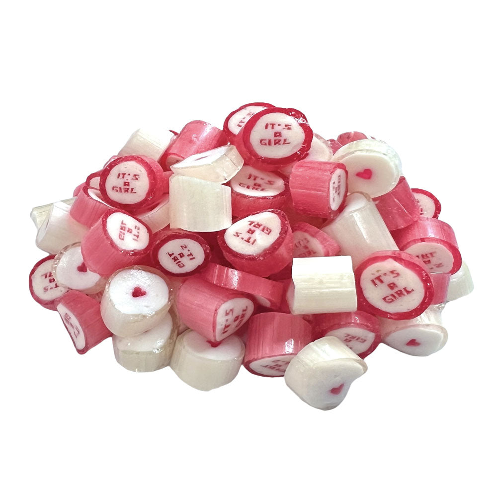 Pink and White "Its a Girl" Rock Candy 1kg
