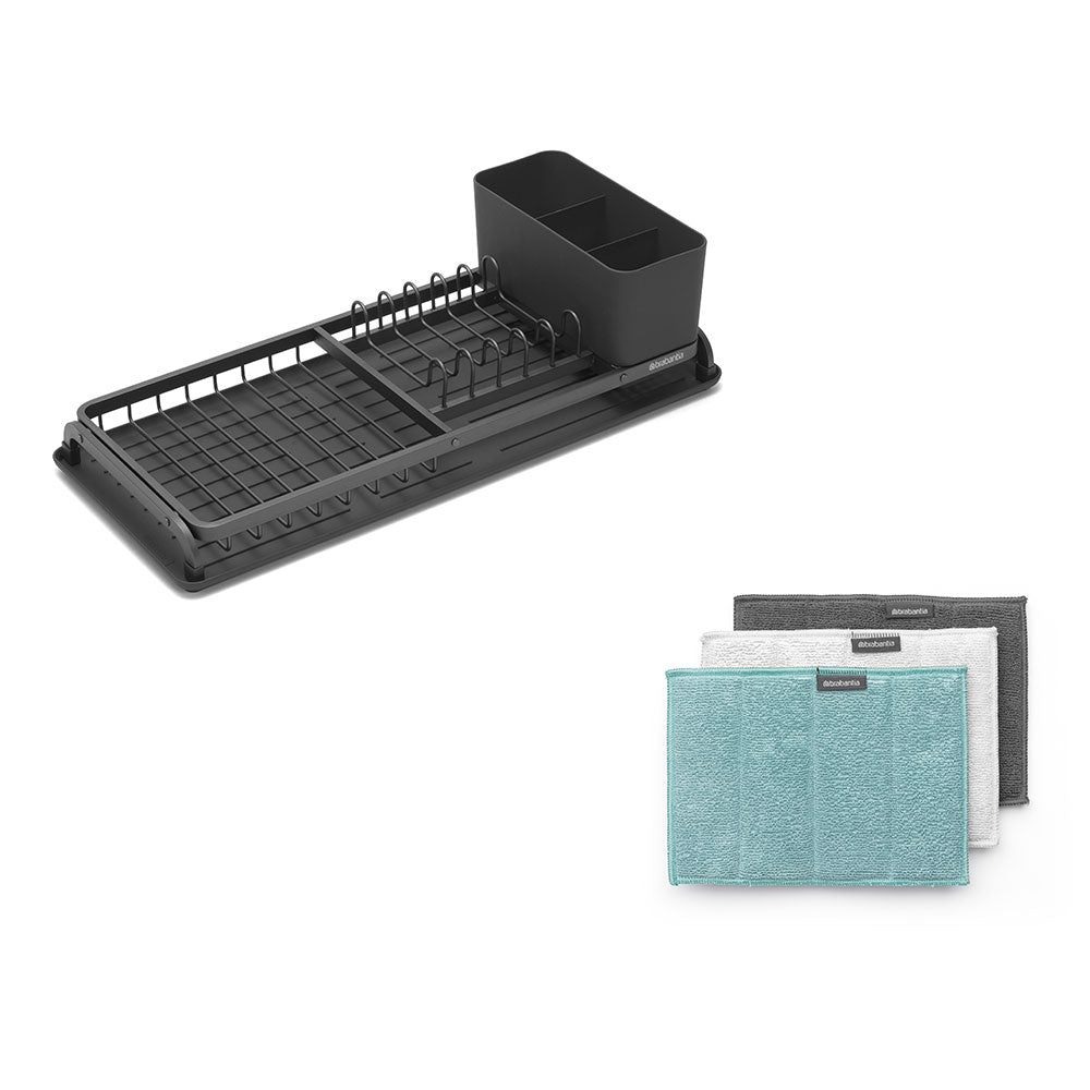 Brabantia Compact Dish Drying Rack w/ Cleaning Pad (Drk Gry)