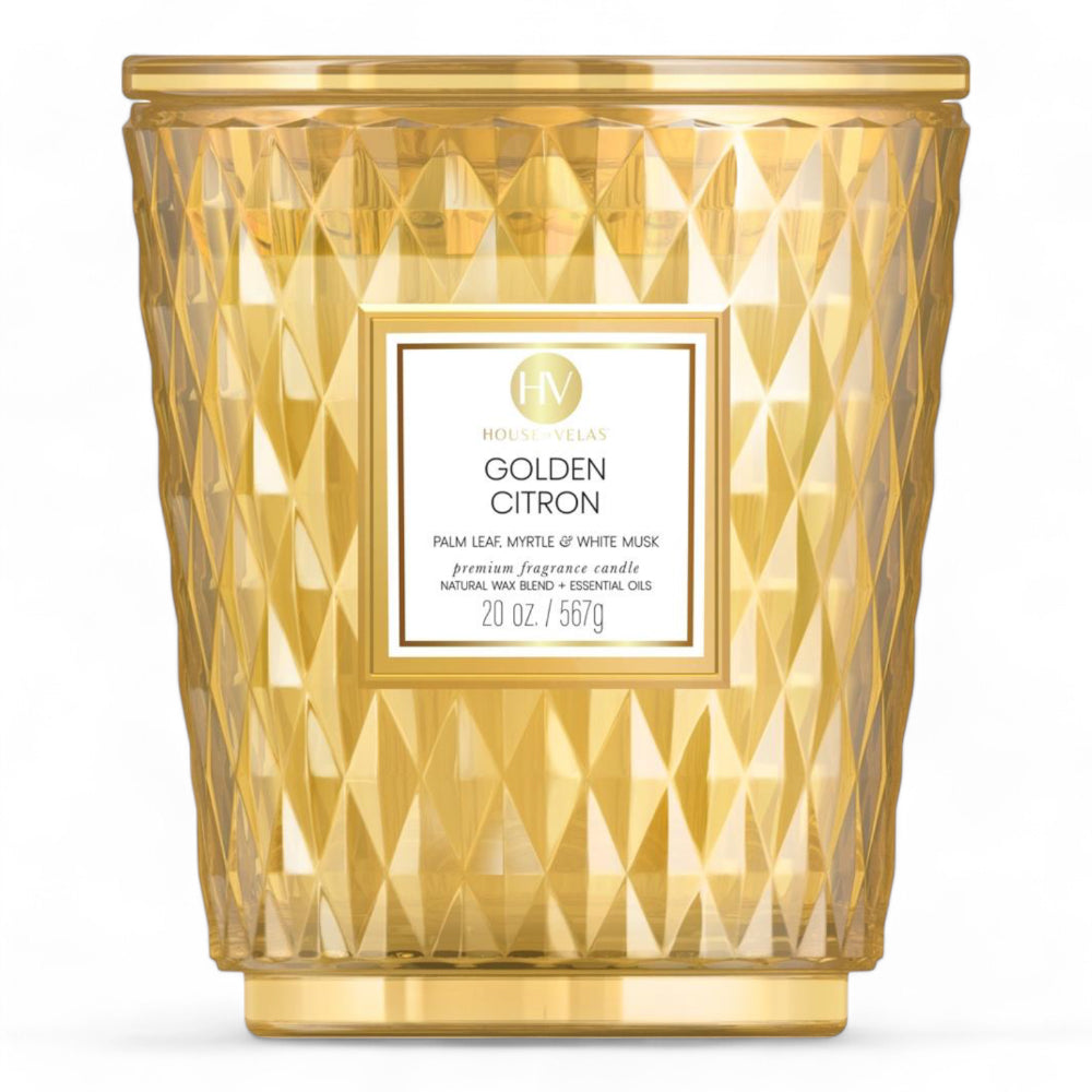 Golden Citron Coloured Glass Candle 595g