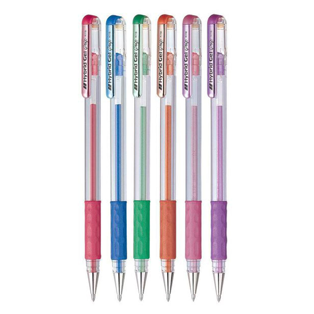 Pentel Metallic Hybrid Gel Pen w/ Grip (6 Assorted Colors)